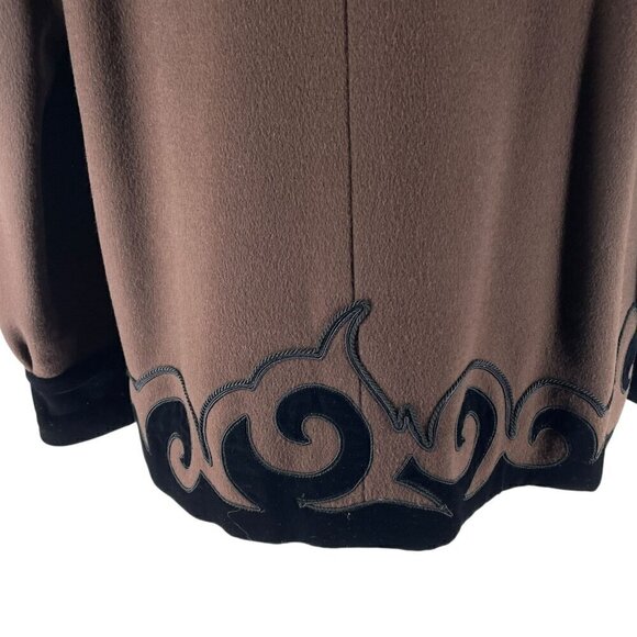 Saint Laurent Rive Gauche Jacket RARE Vintage 70's Brown Wool Velvet Trim Small - Picture 8 of 15